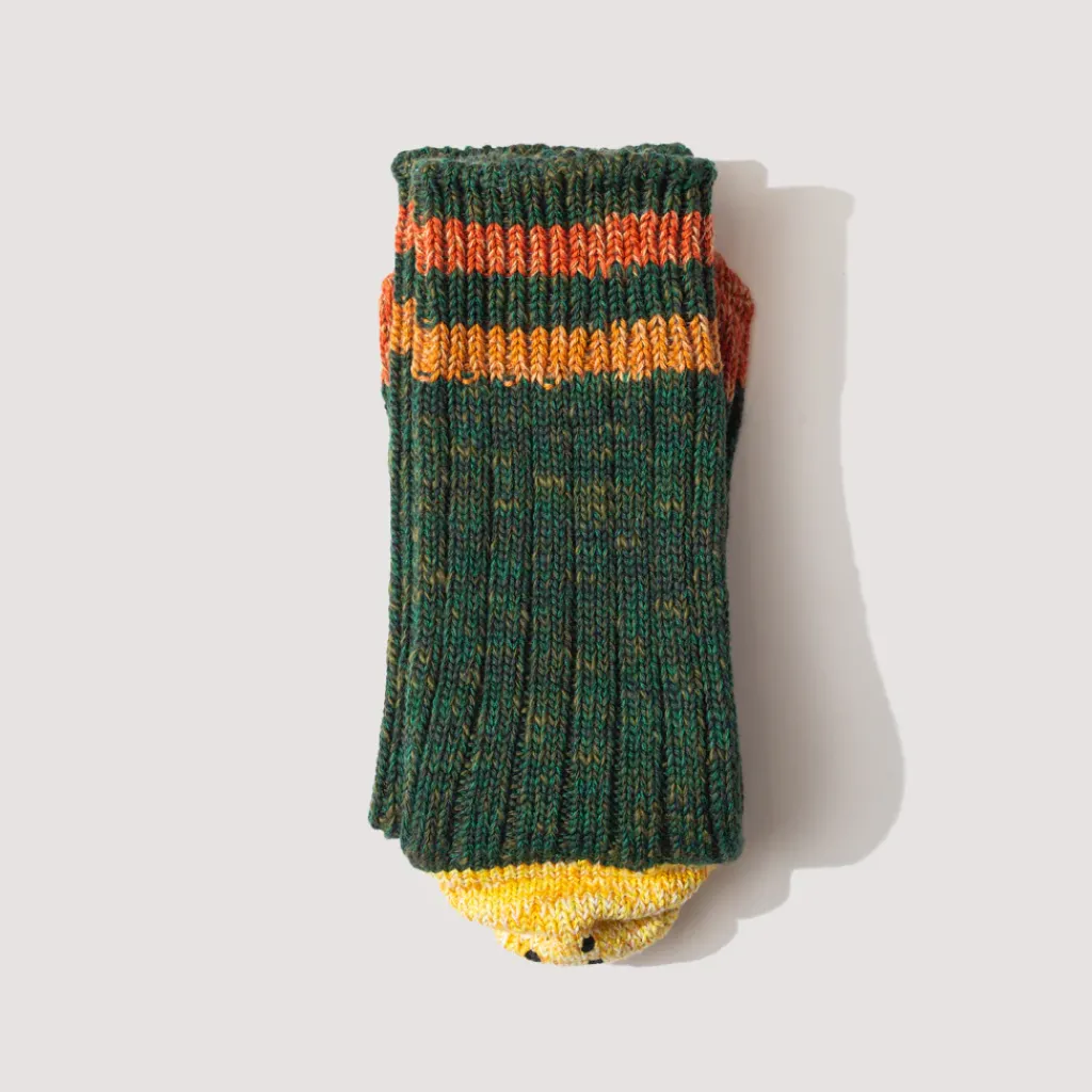 Socks|Kapital Rainbow Happy Heel Socks - Green