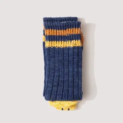 Socks|Kapital Rainbow Happy Heel Socks - Navy