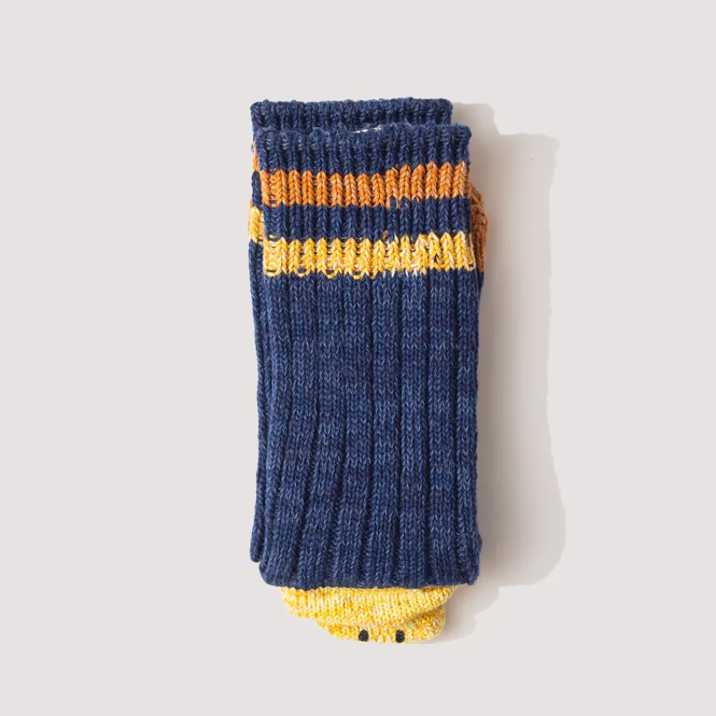 Socks|Kapital Rainbow Happy Heel Socks - Navy