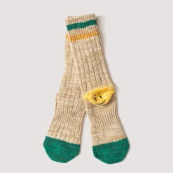Socks|Kapital Rainbow Happy Heel Socks - Beige