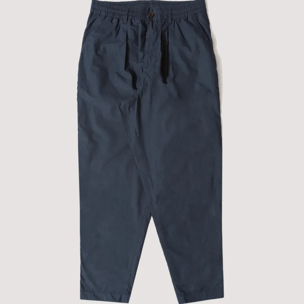 Trousers|Universal Works Recycled Poly Tech Pleated Track Pant - Navy