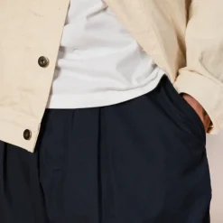 Trousers|Universal Works Recycled Poly Tech Pleated Track Pant - Navy