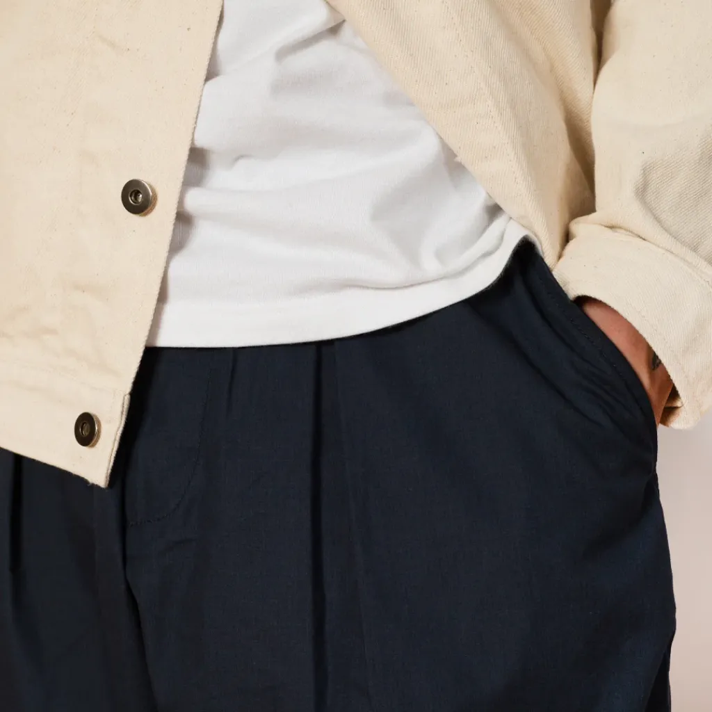 Trousers|Universal Works Recycled Poly Tech Pleated Track Pant - Navy