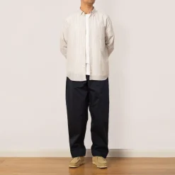 Shirts|Folk Relaxed Fit Shirt - Sage Microstripe Slub