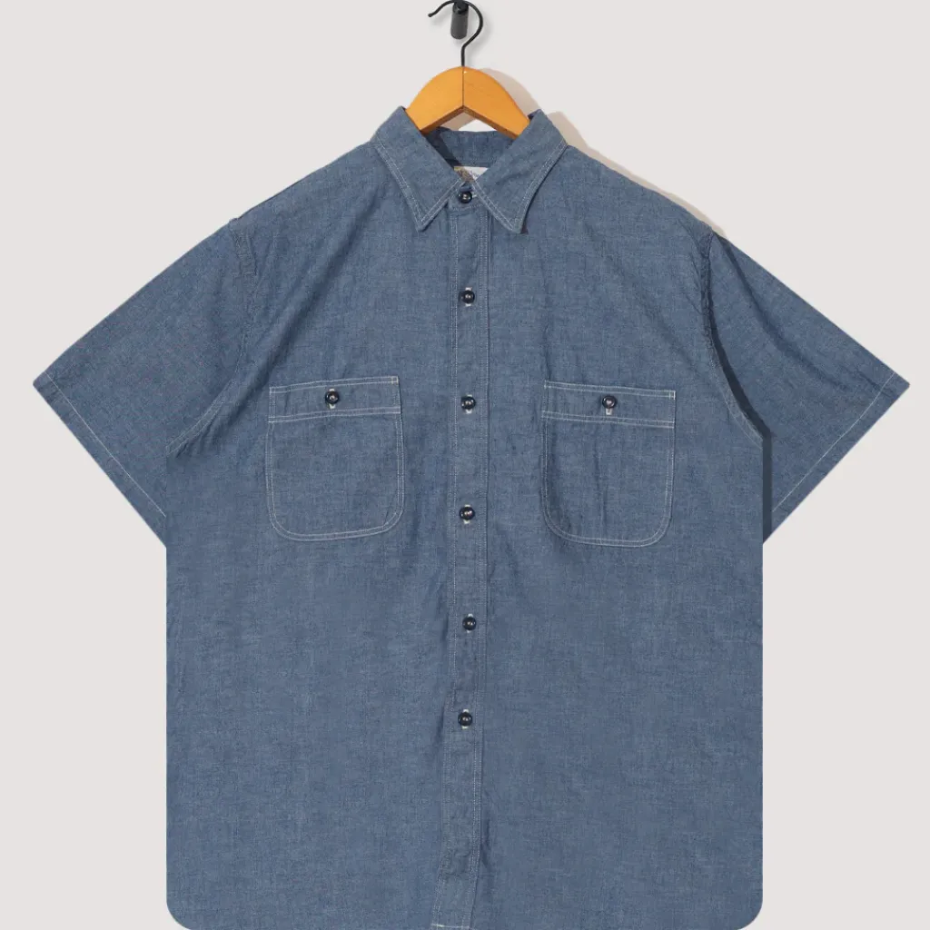 Shirts|OrSlow Relaxed Fit S/S Work Shirt - Chambray