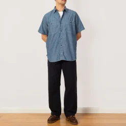 Shirts|OrSlow Relaxed Fit S/S Work Shirt - Chambray