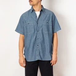 Shirts|OrSlow Relaxed Fit S/S Work Shirt - Chambray