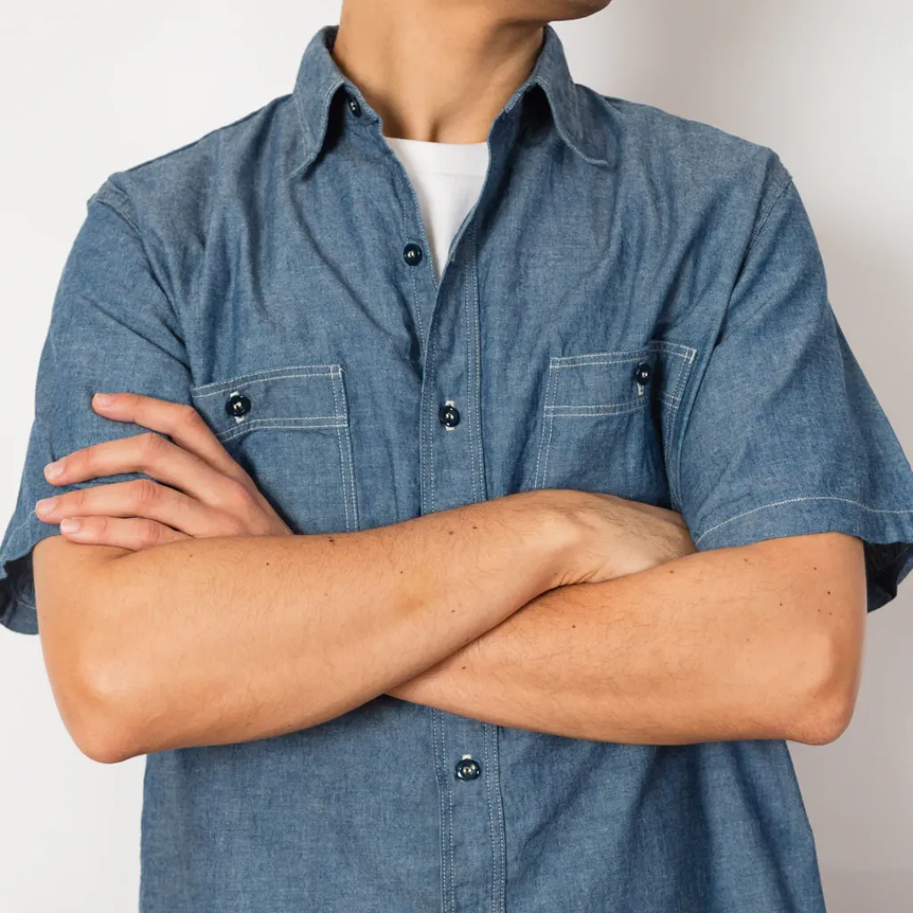 Shirts|OrSlow Relaxed Fit S/S Work Shirt - Chambray