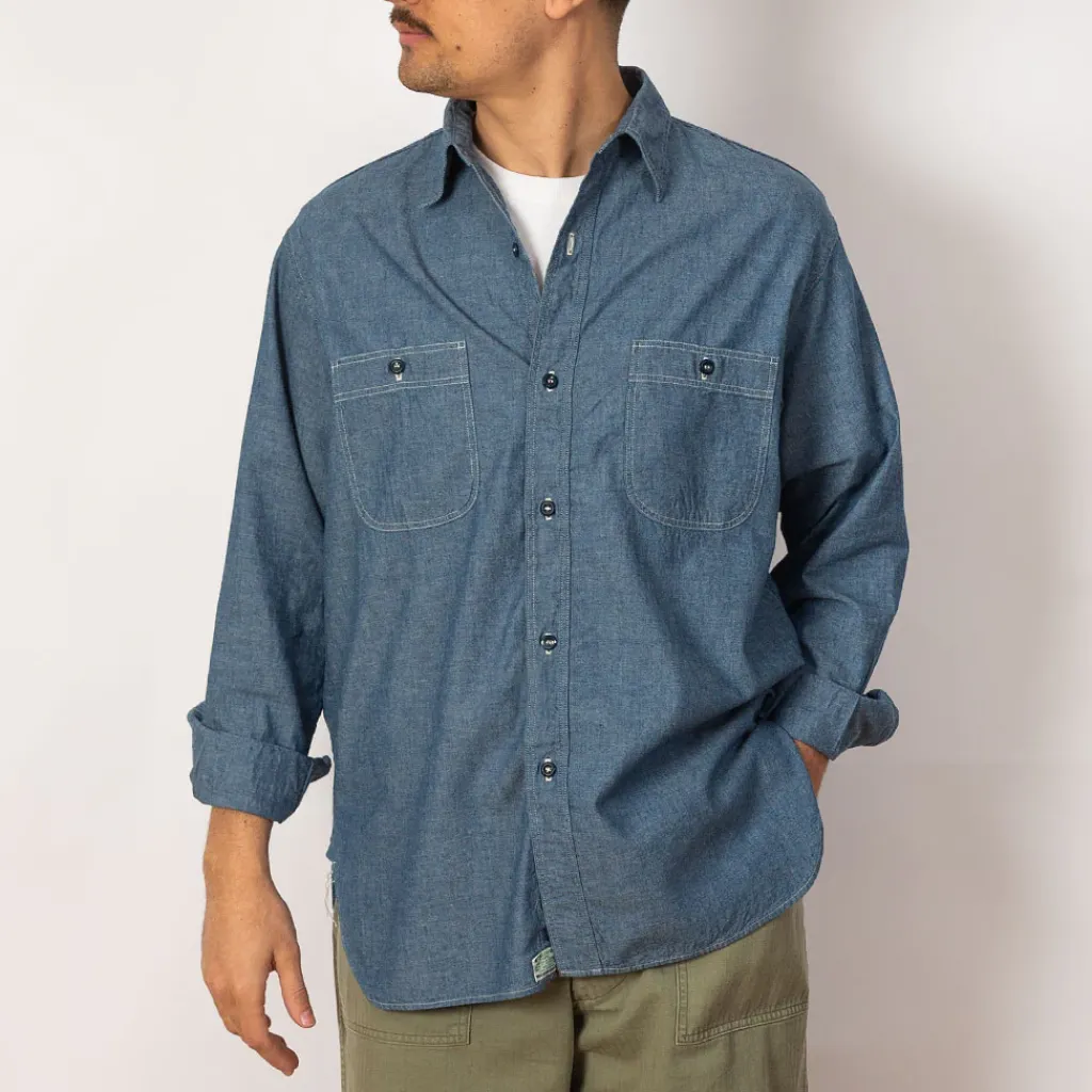 Shirts|OrSlow Relaxed Fit Work Shirt - Chambray