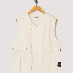 Jackets|Stone Island Ripstop Vest - Ivory (V0093)