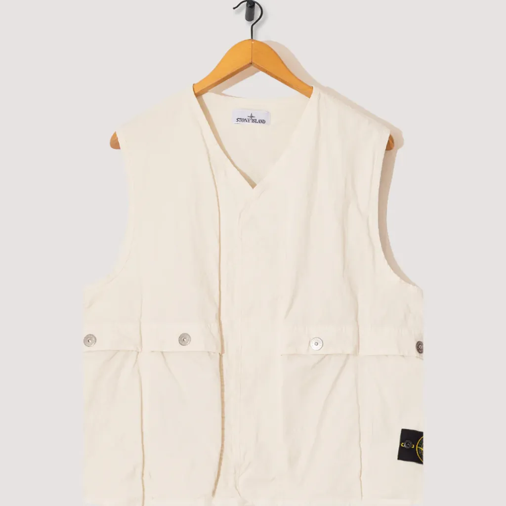 Jackets|Stone Island Ripstop Vest - Ivory (V0093)