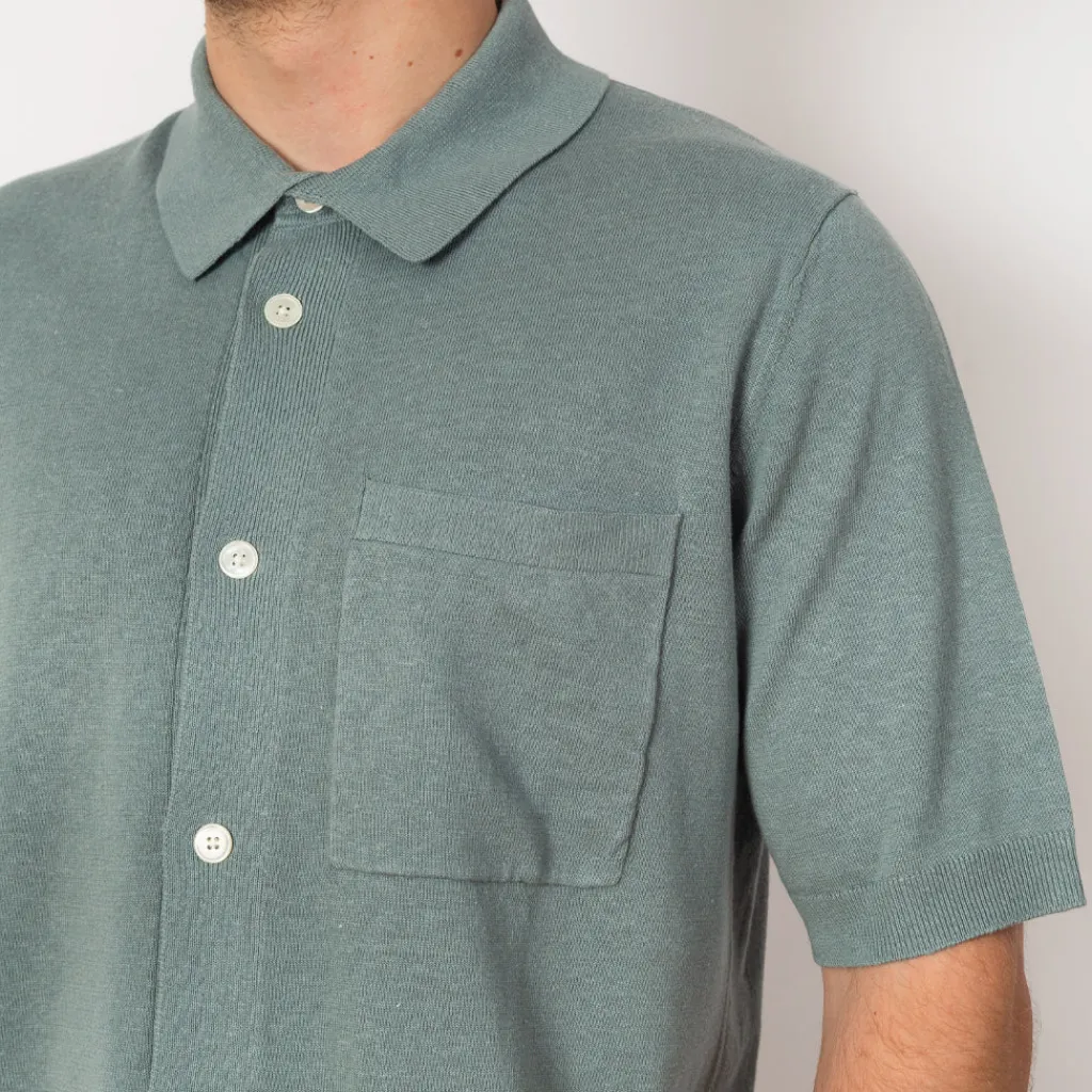 Shirts|Norse Projects Rollo Cotton Linen SS Shirt - Greyish Blue