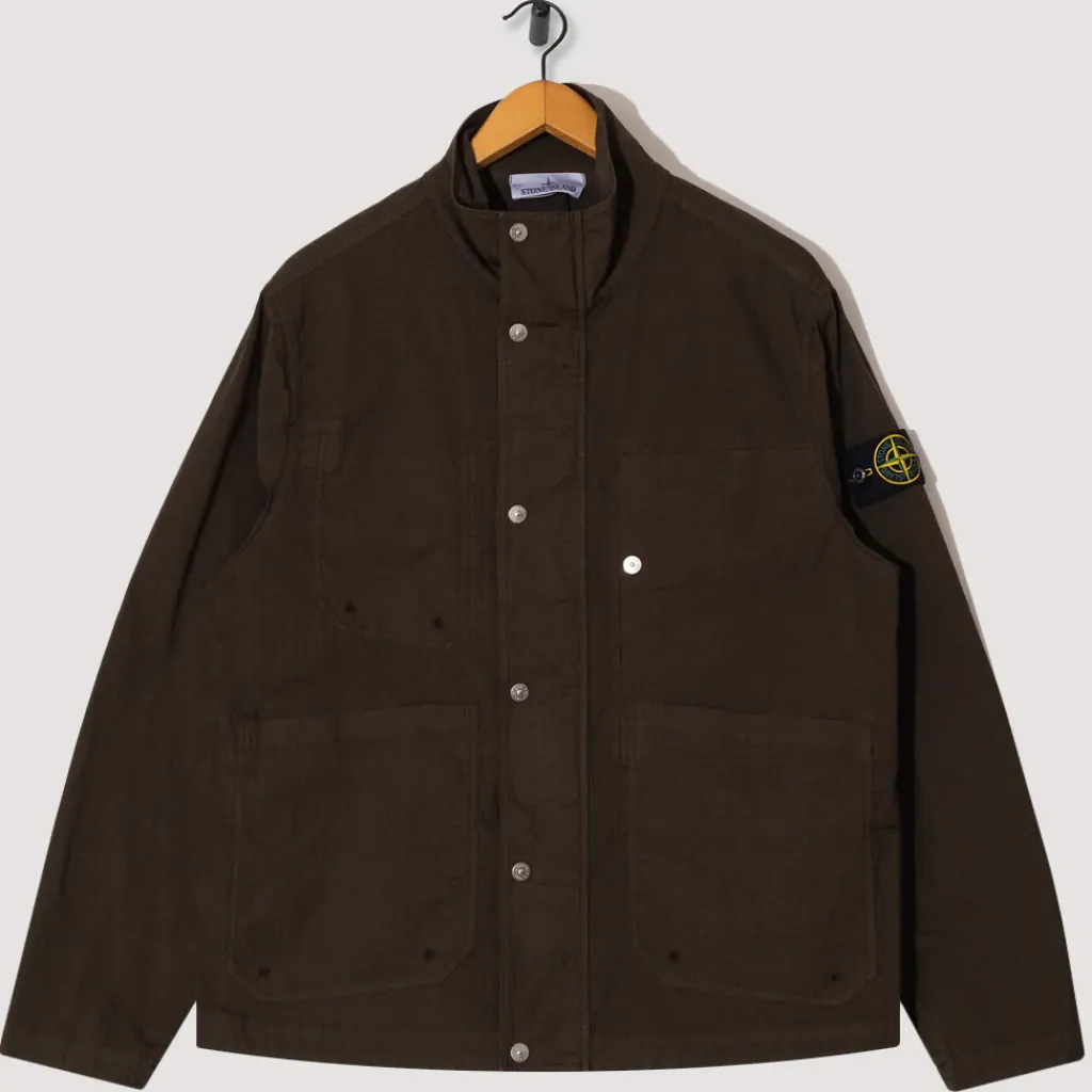 Jackets|Stone Island Short Stand Collar Jacket - Military Green