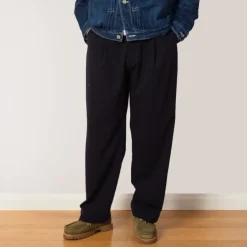 Trousers|Sage De Cret Single Pleated Wide Pants - Navy