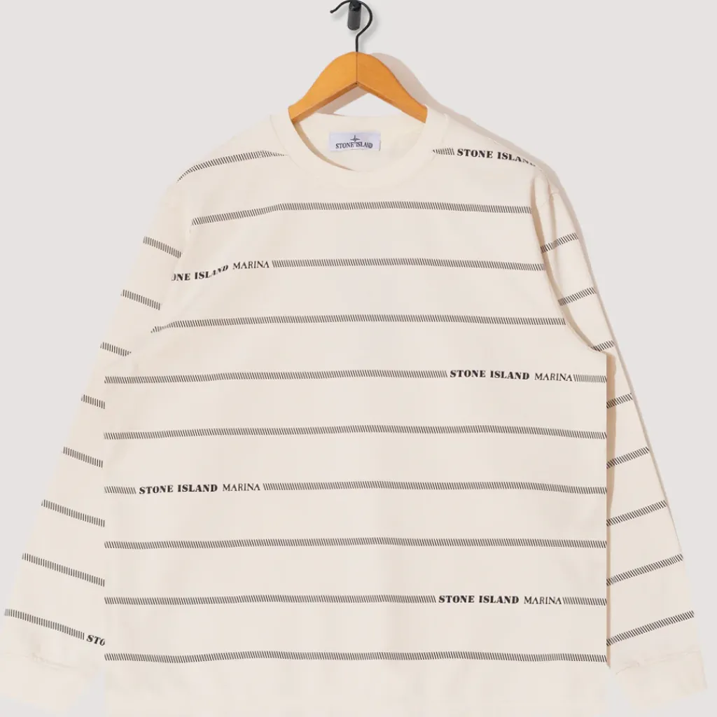 T-Shirts|Stone Island Marina Spell Out Sweatshirt - Ivory (V0093)