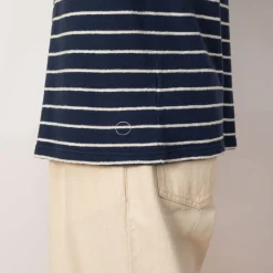 T-Shirts|Folk SS Textured Stripe Tee - Soft Navy/Ecru