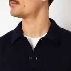 Knitwear|Norse Projects Standard Merino Lambswool Polo - Dark Navy