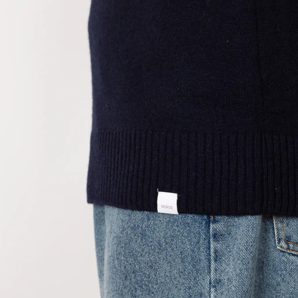 Knitwear|Norse Projects Standard Merino Lambswool Polo - Dark Navy