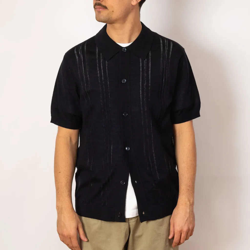 Shirts|NN07 Thor S/S Cardigan 6584 - Deep Navy