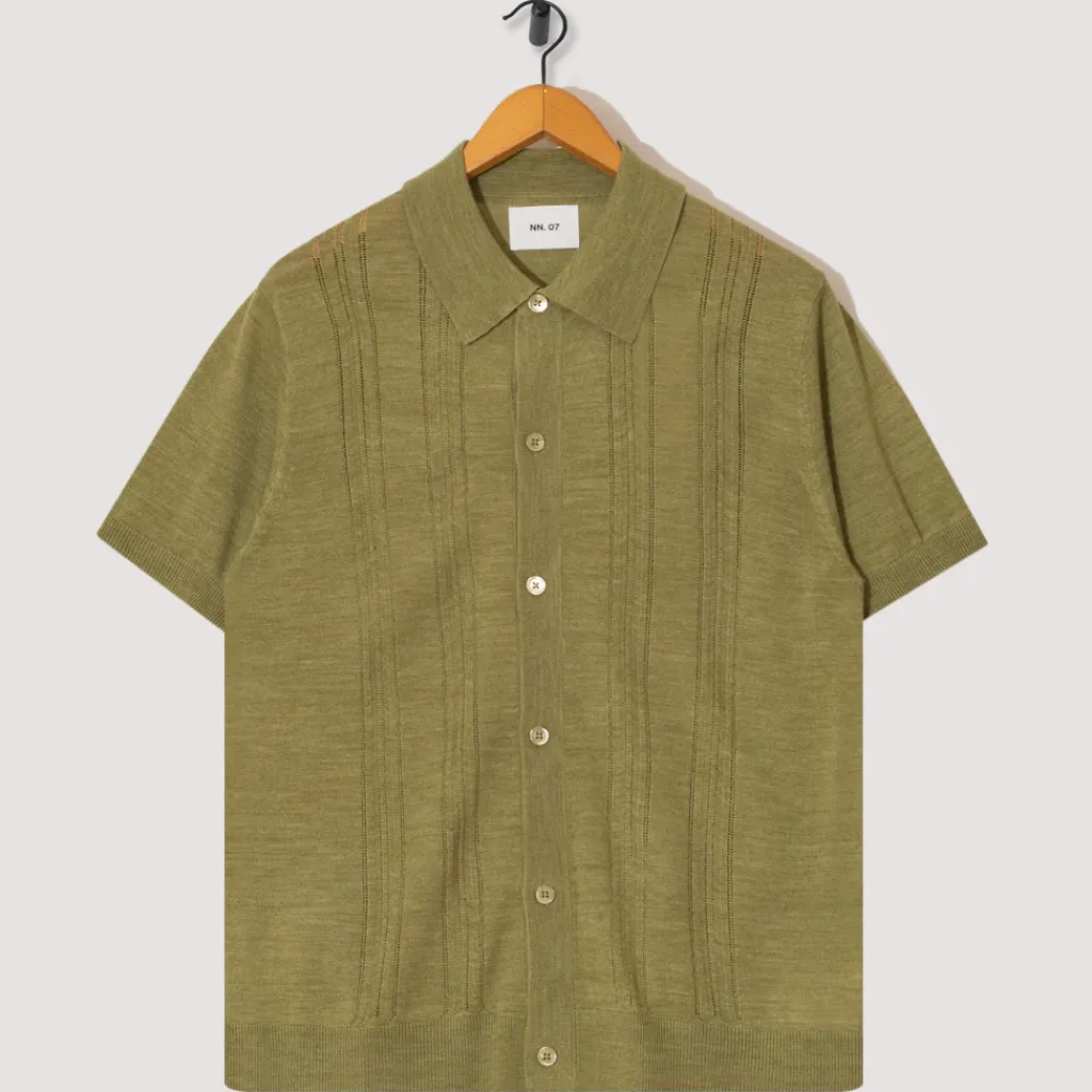 Shirts|NN07 Thor S/S Cardigan 6584 - Evergreen
