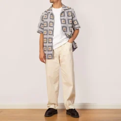 Trousers|Danton Tuck Belted Pants - Ecru