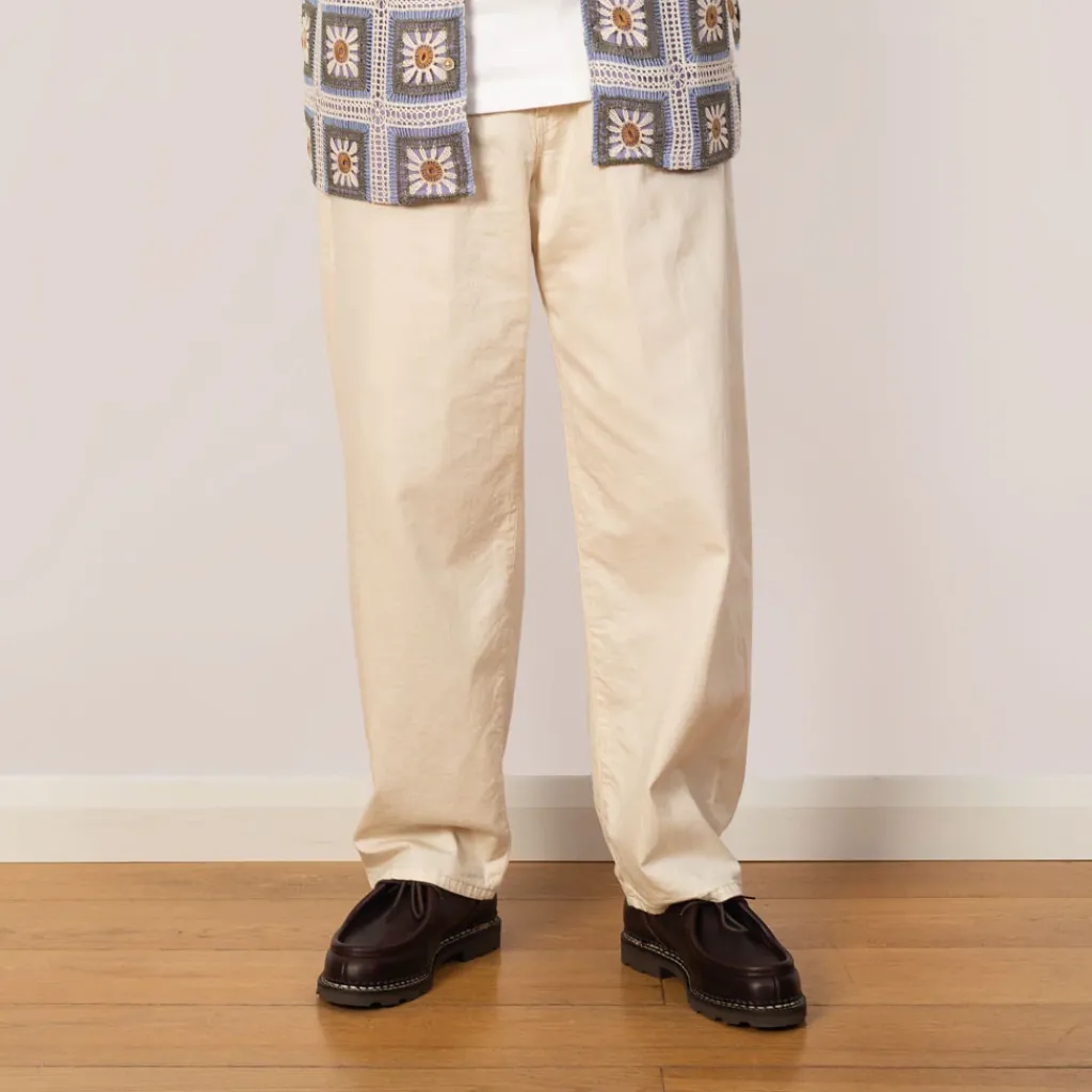 Trousers|Danton Tuck Belted Pants - Ecru