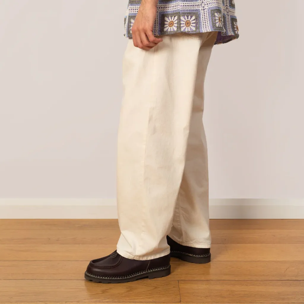 Trousers|Danton Tuck Belted Pants - Ecru