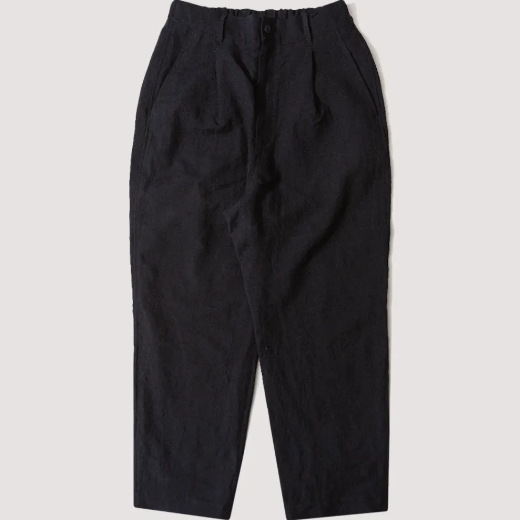 Trousers|Sage De Cret Tumbler Single Pleated Wide Pants - Navy