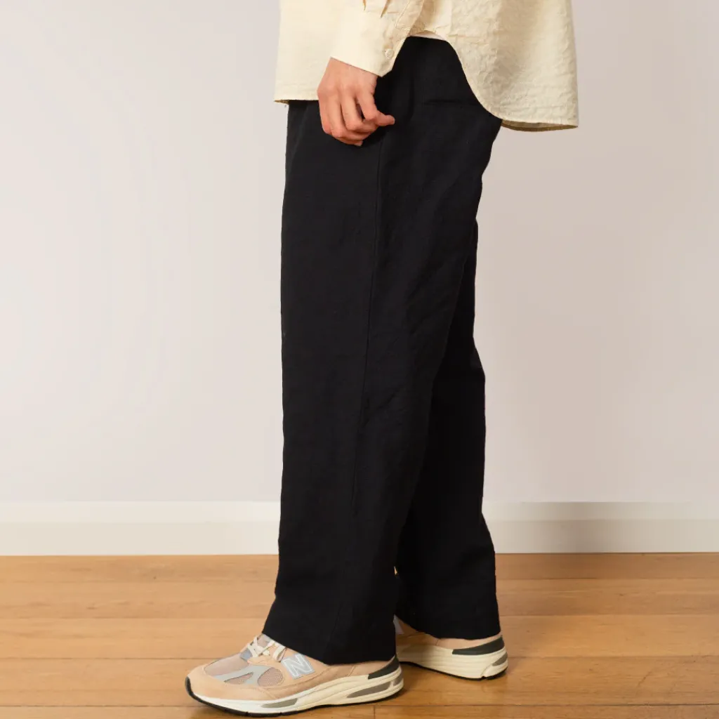 Trousers|Sage De Cret Tumbler Single Pleated Wide Pants - Navy