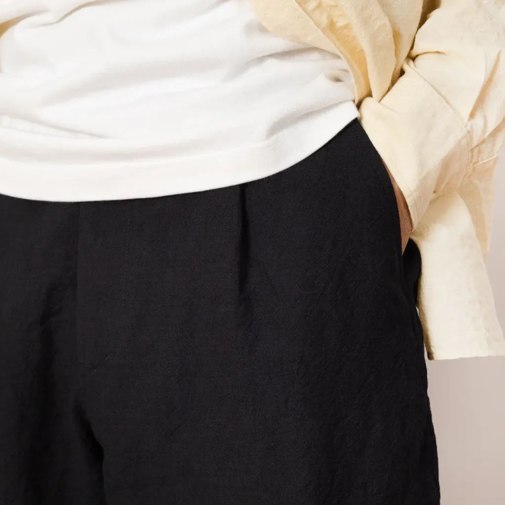 Trousers|Sage De Cret Tumbler Single Pleated Wide Pants - Navy