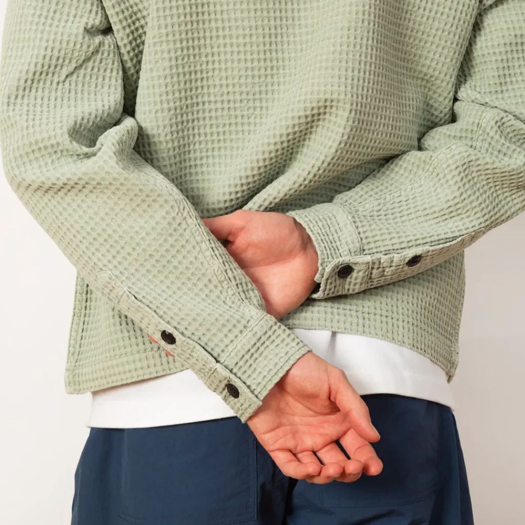 Shirts|Brain Dead Waffle Button Front Shirt - Stone