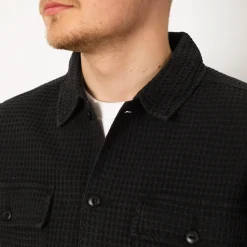 Shirts|Brain Dead Waffle Button Front Shirt - Washed Black