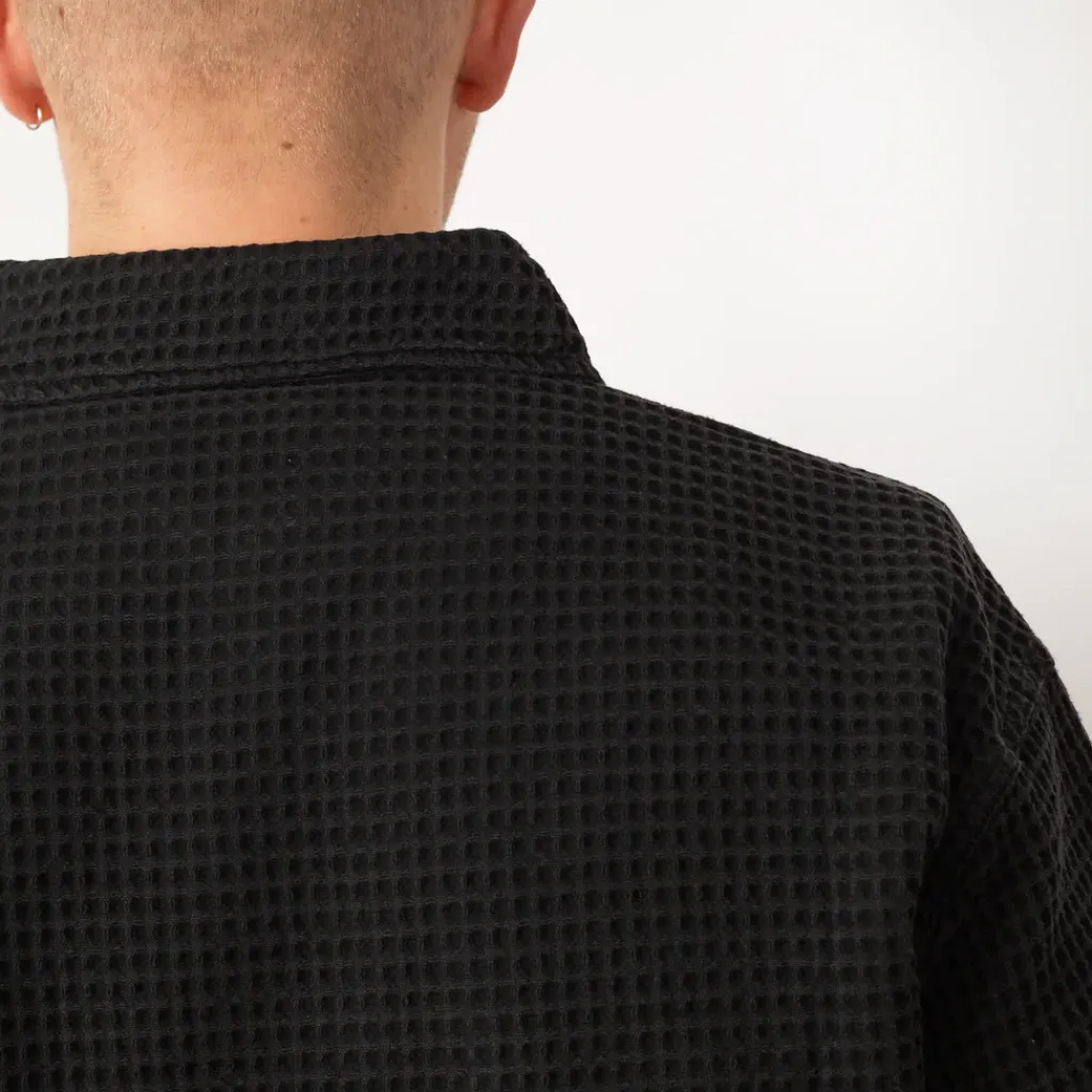 Shirts|Brain Dead Waffle Button Front Shirt - Washed Black