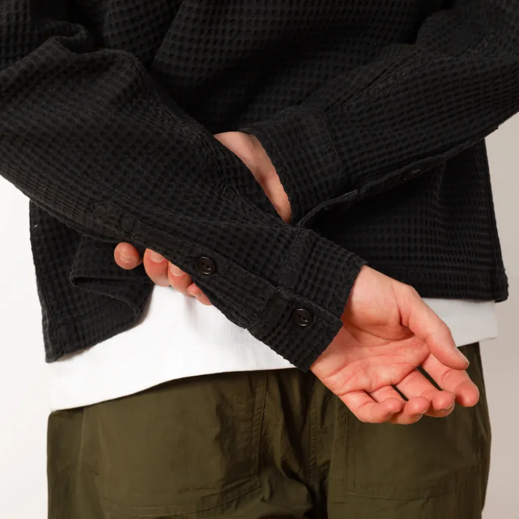 Shirts|Brain Dead Waffle Button Front Shirt - Washed Black
