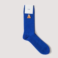 Socks|Folk Waffle Sock - Deep Blue