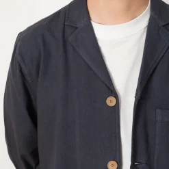 Jackets|Folk Wide Fit Blazer - Soft Navy Herringbone