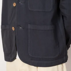 Jackets|Folk Wide Fit Blazer - Soft Navy Herringbone