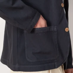 Jackets|Folk Wide Fit Blazer - Soft Navy Herringbone