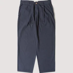 Trousers|Folk Wide Fit Trouser - Soft Navy Herringbone