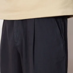 Trousers|Folk Wide Fit Trouser - Soft Navy Herringbone