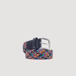 Belts|Anderson's Woven Belt - Blue / Green Multi